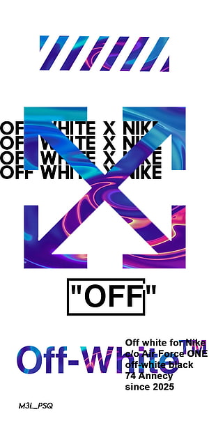 Off-White x Nike Air Force One Graphic Design with Neon Gradient Typography HD phone wallpaper