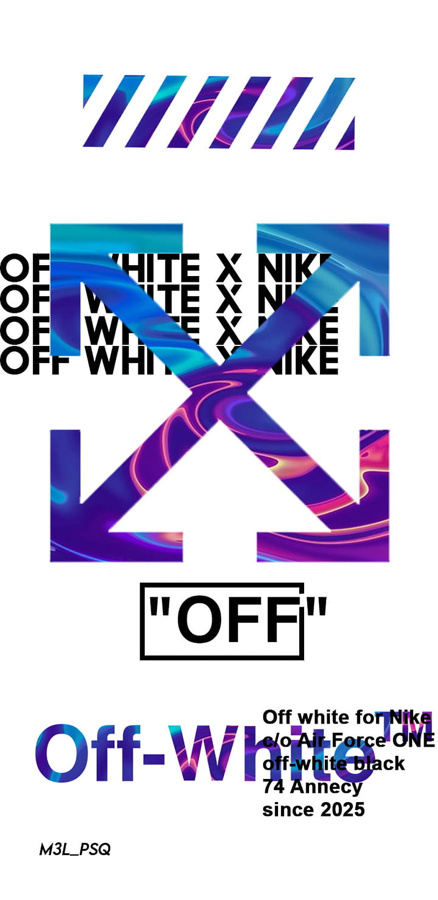 Off-White x Nike Air Force One Graphic Design with Neon Gradient Typography HD phone wallpaper