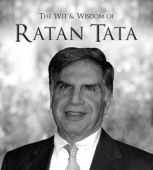 Portrait of Ratan Tata in a Suit and Tie with Inspirational Quote Overlay HD phone wallpaper