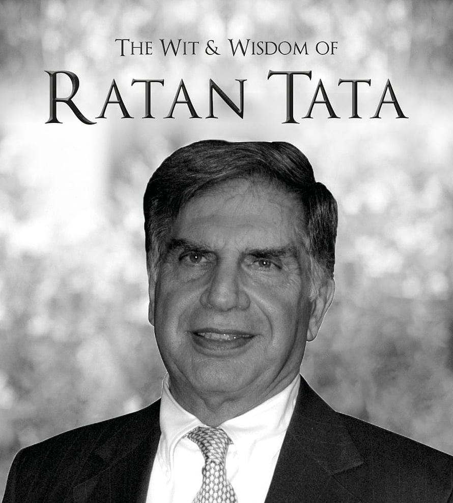 Portrait of Ratan Tata in a Suit and Tie with Inspirational Quote Overlay HD phone wallpaper