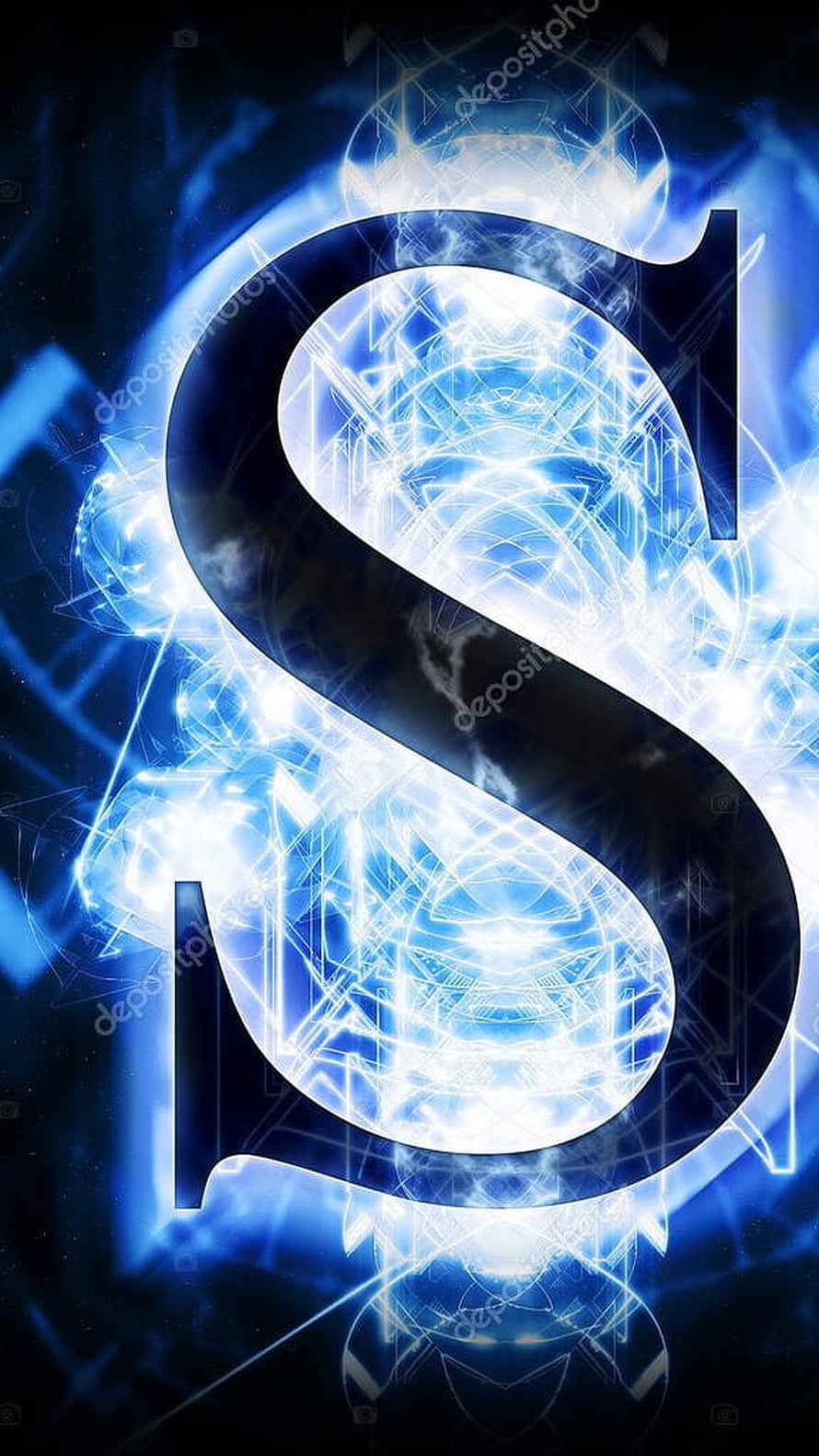Glowing Letter S With Blue Electric Energy And Digital Network Background HD phone wallpaper