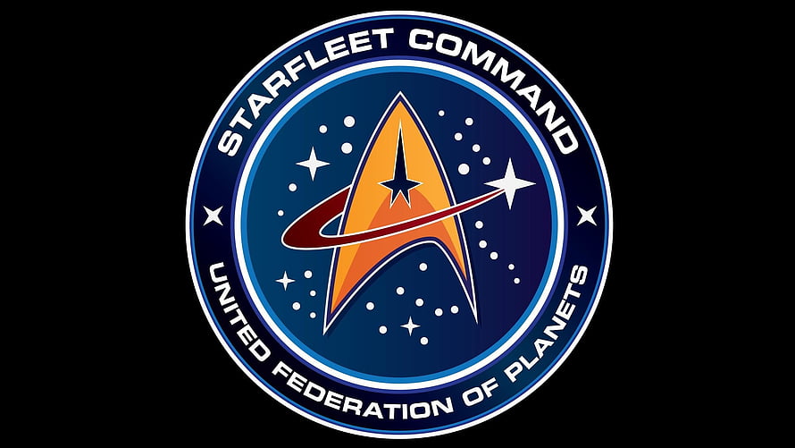 Star Trek Starfleet Command Emblem with United Federation of Planets insignia on black background HD wallpaper