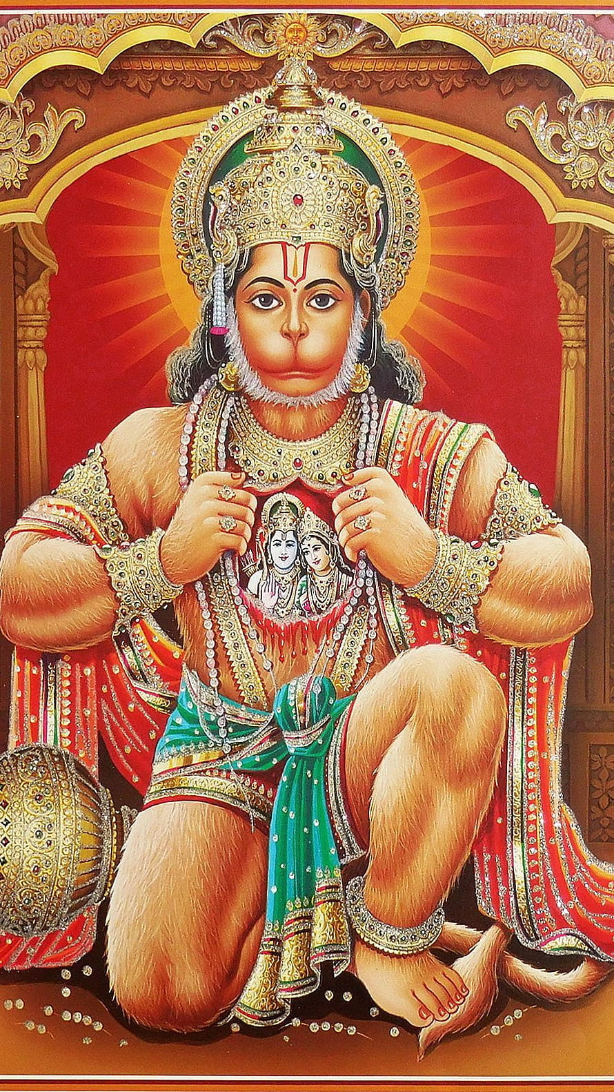 Lord Hanuman Holding Ram Sita Portrait Hindu Mythology Art, Hanuman, Jay Hanuman, Bajrangbali, Lord Hanuman HD phone wallpaper