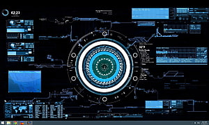 Futuristic Blue Holographic HUD Interface Dashboard Desktop Background HD wallpaper