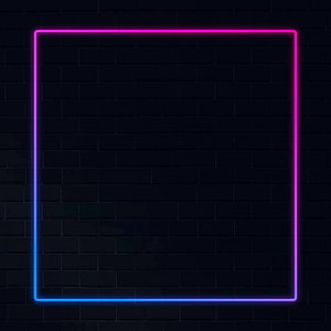 Neon Square Frame on Dark Brick Wall Background HD phone wallpaper