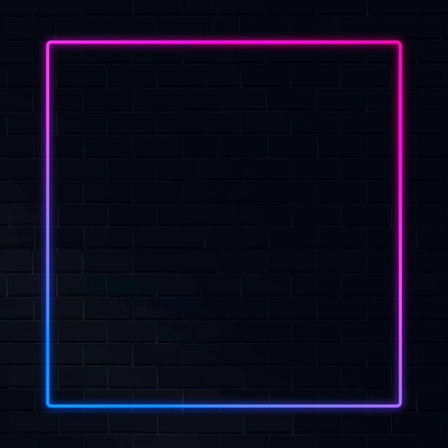 Neon Square Frame on Dark Brick Wall Background HD phone wallpaper