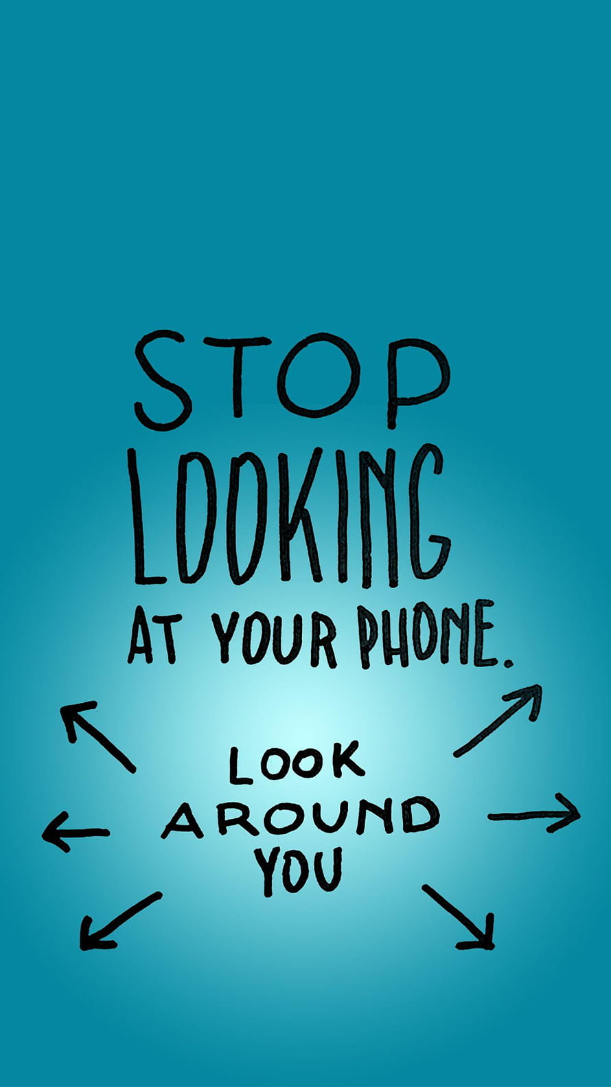 Minimalist Motivational Quote on Teal Background Encouraging Mindfulness and Digital Detox HD phone wallpaper
