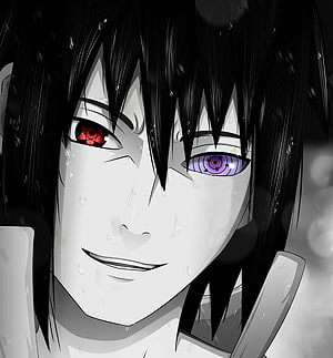 Sasuke Uchiha Anime Portrait With Heterochromatic Sharingan And Rinnegan Eyes HD phone wallpaper