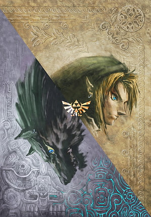 The Legend of Zelda Twilight Princess Link and Wolf Link Dual Form Artwork HD phone wallpaper