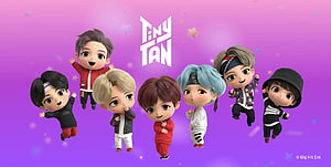 Tiny Tan BTS Chibi Figures 3D Illustration HD wallpaper