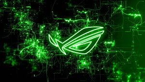 Asus ROG Green Neon Circuit Board Abstract Technology Background HD wallpaper