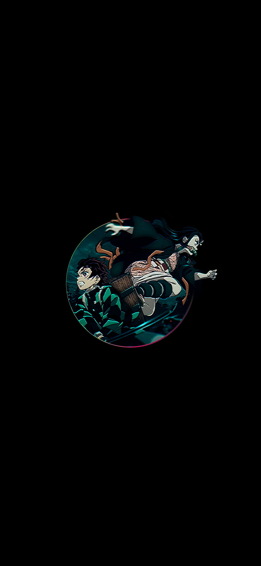 Demon Slayer Tanjiro and Nezuko in Dynamic Action Pose on Black Background HD phone wallpaper