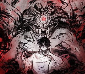 Yuuta Okkotsu and the Cursed Spirit from Jujutsu Kaisen in Dark Anime Art HD wallpaper