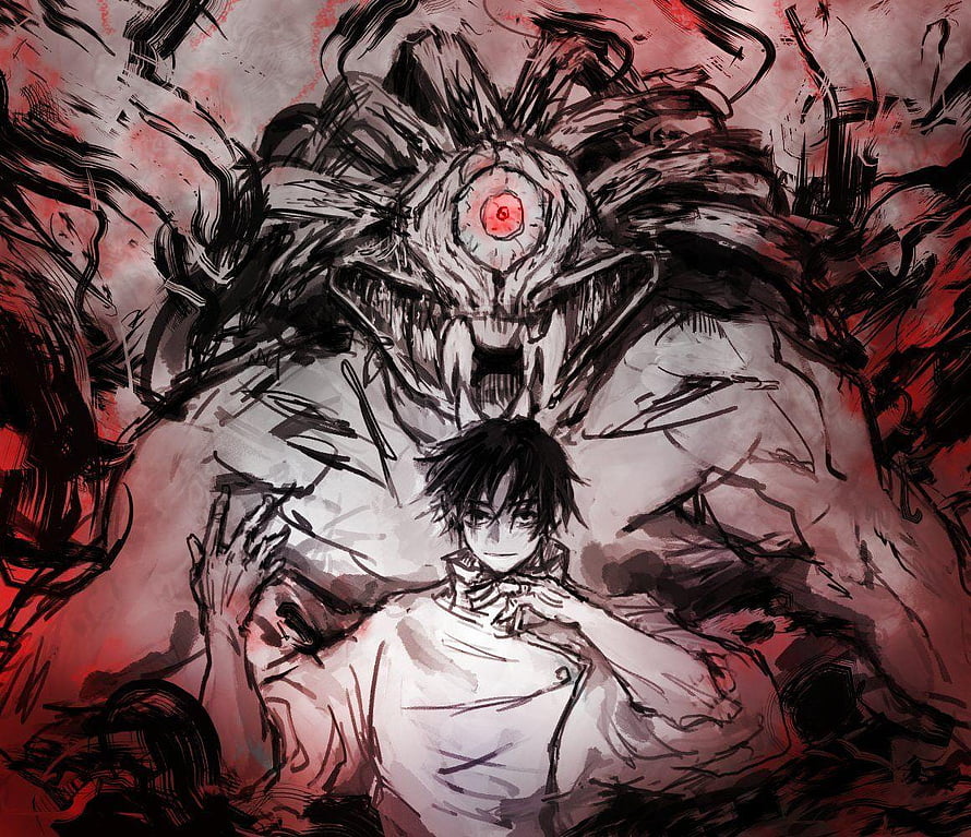 Yuuta Okkotsu and the Cursed Spirit from Jujutsu Kaisen in Dark Anime Art HD wallpaper