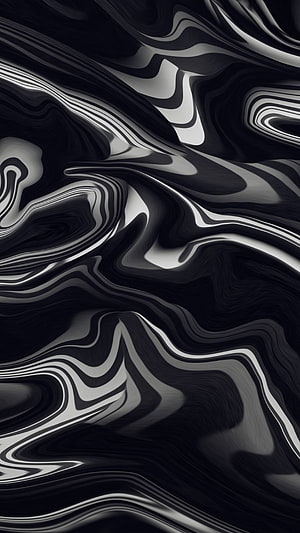 Monochrome Liquid Marble Abstract Flowing Waves Digital Art HD phone wallpaper