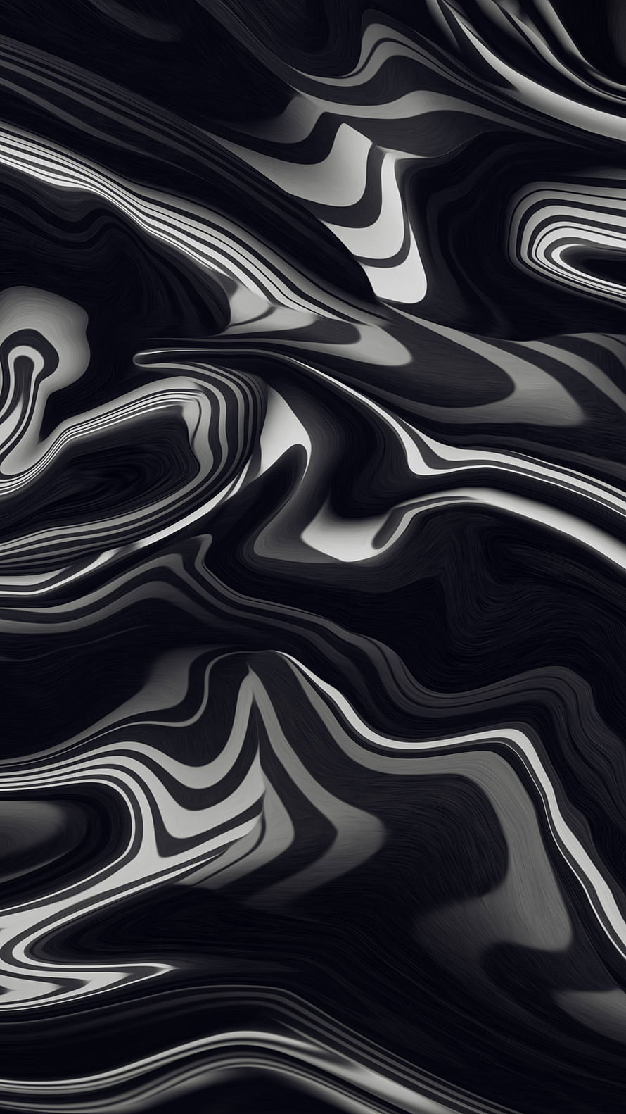 Monochrome Liquid Marble Abstract Flowing Waves Digital Art HD phone wallpaper