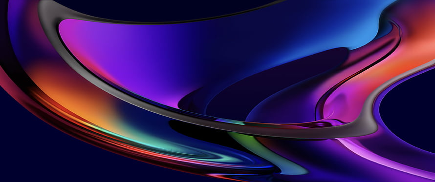 Abstract 3D Render of Flowing Liquid Metal with Neon Purple, Blue, and Orange Gradients HD wallpaper
