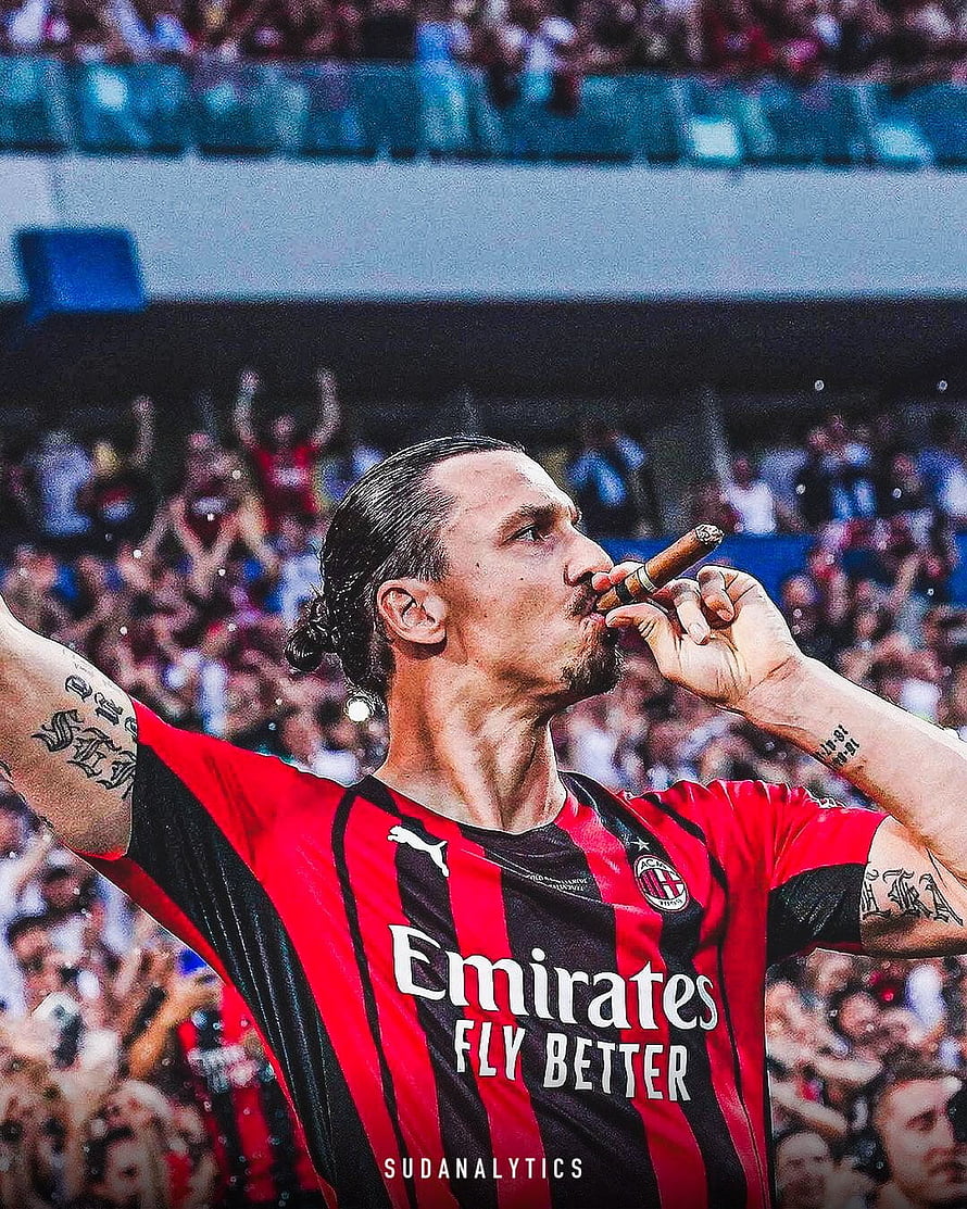 Zlatan Ibrahimovic in AC Milan Kit Smoking a Cigar at the Stadium HD phone wallpaper
