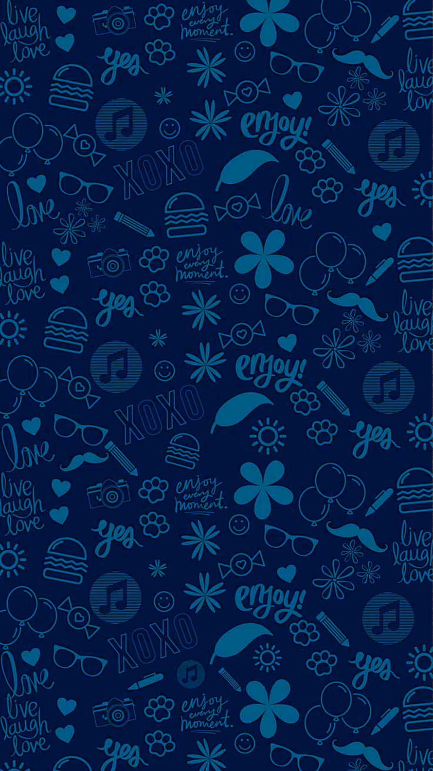 Blue Doodle Pattern Wallpaper with Handwritten Words and Icons HD phone wallpaper