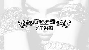 Chrome Hearts Club Logo on Black and White Fashion Portrait with Jewelry HD wallpaper