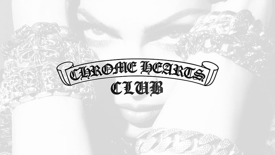 Chrome Hearts Club Logo on Black and White Fashion Portrait with Jewelry HD wallpaper