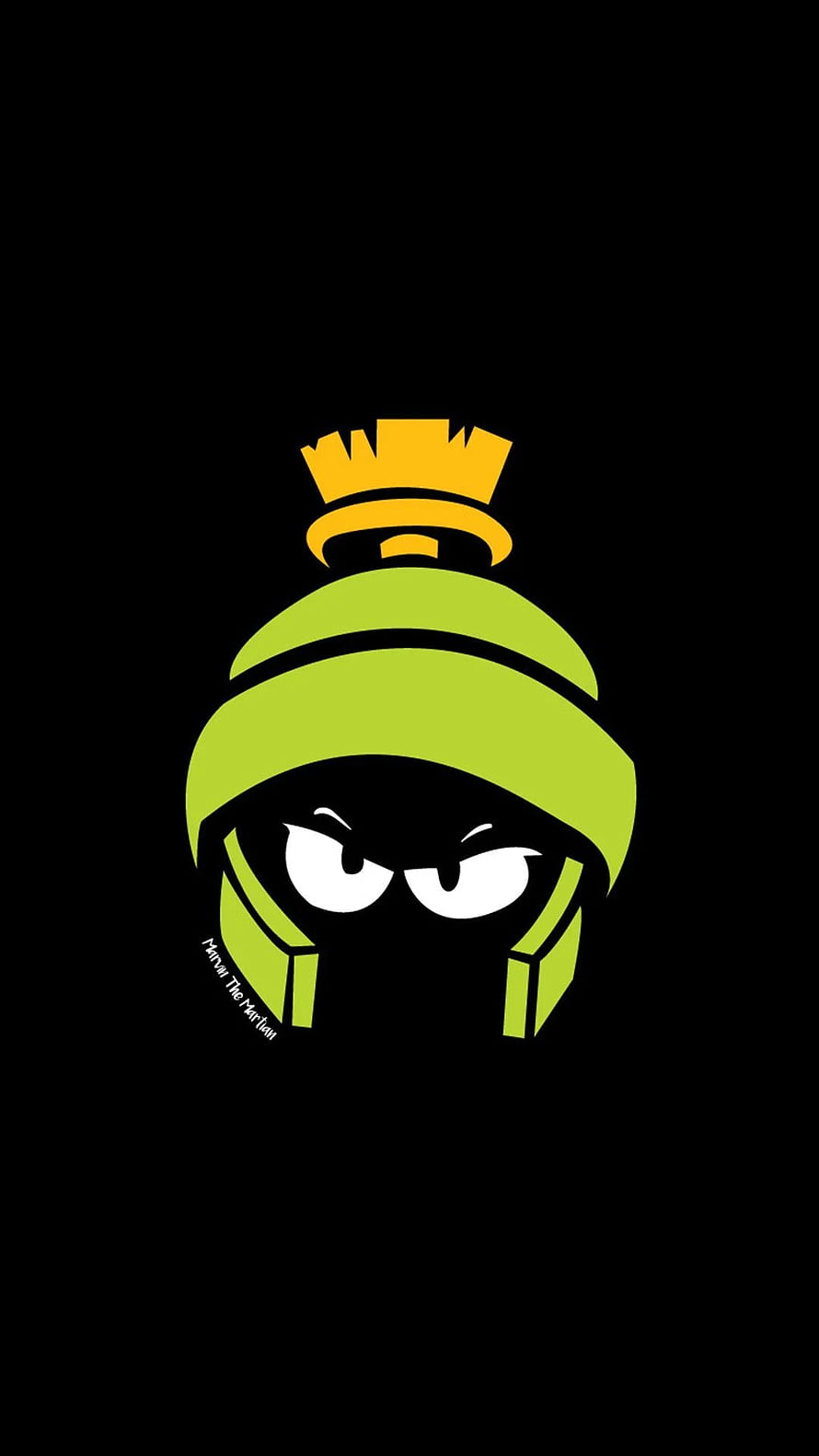 Mumu The Martian character illustration with green helmet and angry eyes on black background HD phone wallpaper