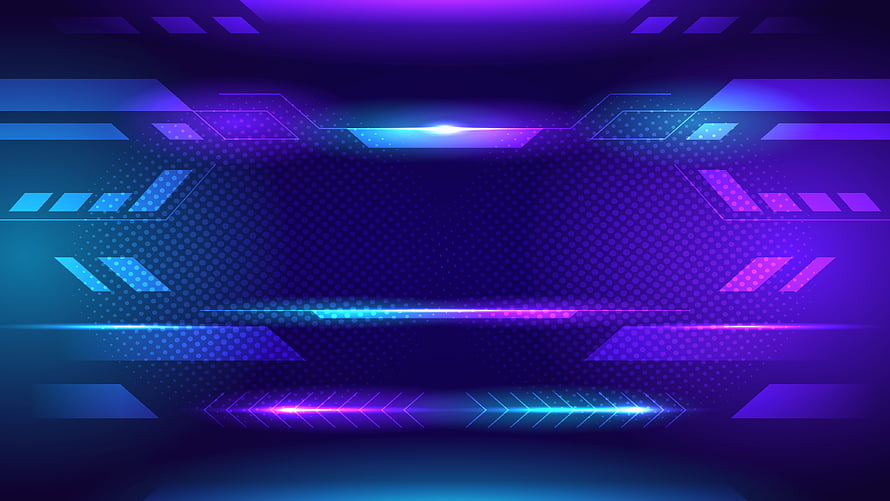 Futuristic Blue and Purple Neon Tech Background With Geometric Patterns HD wallpaper
