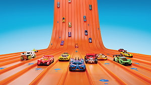 Hot Wheels Ultimate Racing Track with Multiple Cars and High Vertical Loop HD wallpaper