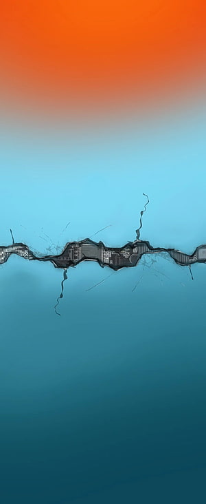 Abstract Gradient Wallpaper With Circuit Board Crack And Glitch Effect HD phone wallpaper