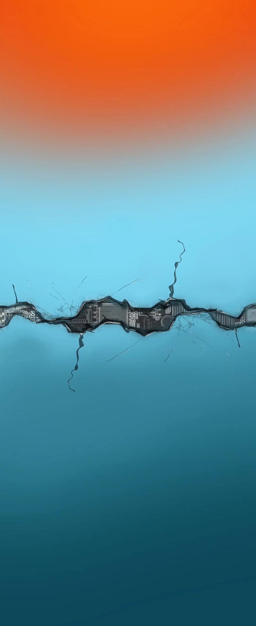 Abstract Gradient Wallpaper With Circuit Board Crack And Glitch Effect HD phone wallpaper