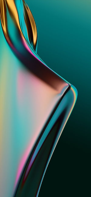 Abstract Iridescent Metallic Wave with Teal and Gold Reflections HD phone wallpaper