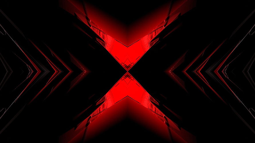 Abstract Geometric Red X Pattern on Black Background HD wallpaper