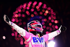 Sergio Perez Racing Point BWT Pink Livery Victory Celebration at Sakhir Grand Prix HD wallpaper