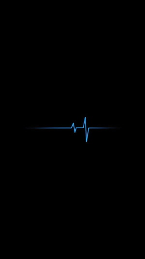 Minimalist Blue Heartbeat Line on Black Background HD phone wallpaper