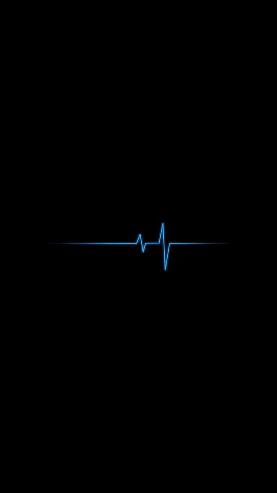 Minimalist Blue Heartbeat Line on Black Background HD phone wallpaper