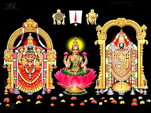 Venkatachalapathy and Lord Perumal Hindu Deity Temple Artwork HD wallpaper