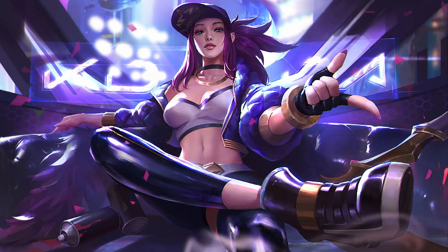 Akali Headhunter Skin from League of Legends in Urban Streetwear Pose HD wallpaper