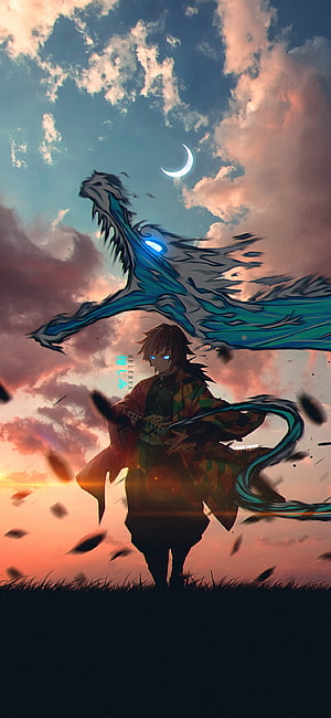 Tanjiro Kamado Using Water Breathing Sword Style Against Demon Slayer Anime HD phone wallpaper