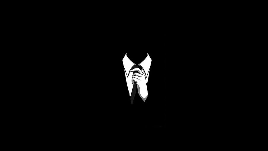 Minimalist Black and White Illustration of a Hand Adjusting a Formal Tie on a Dark Background HD wallpaper