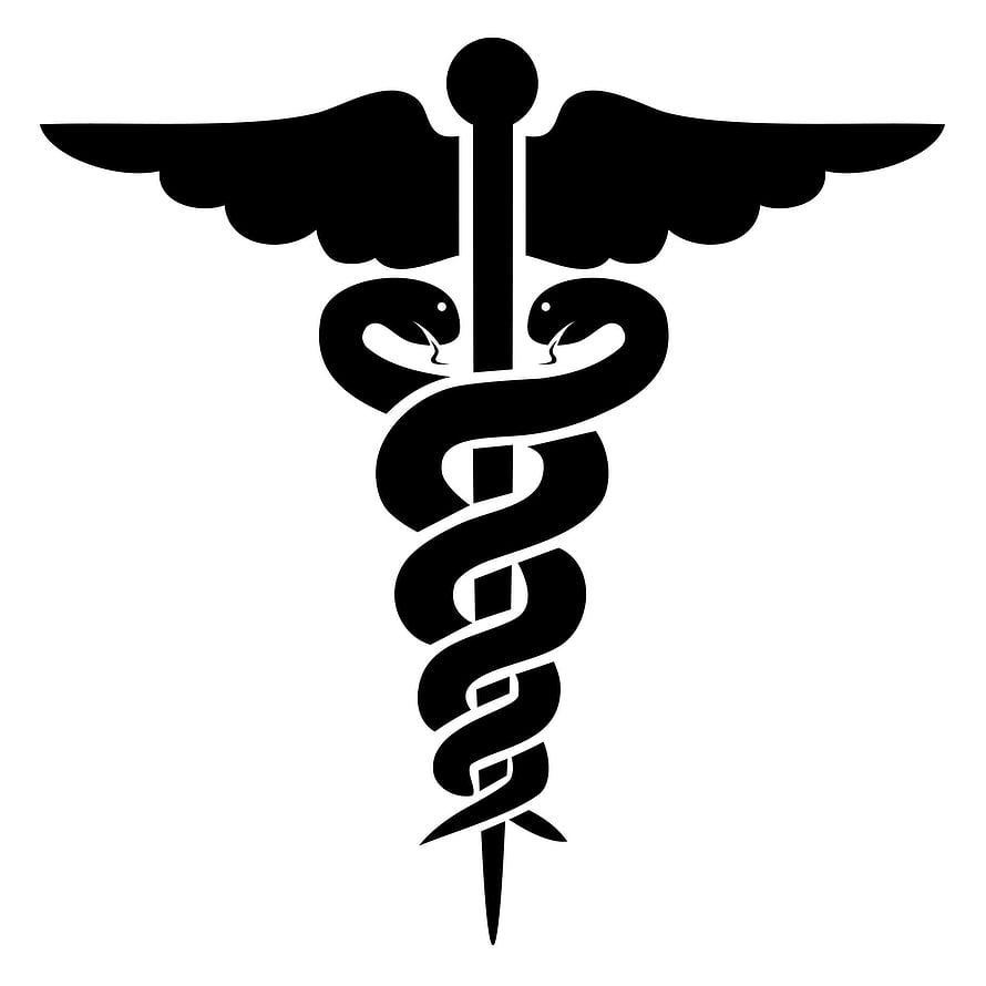 Caduceus Symbol Vector Art - Black And White Medical Emblem With Two Snakes And Wings HD phone wallpaper