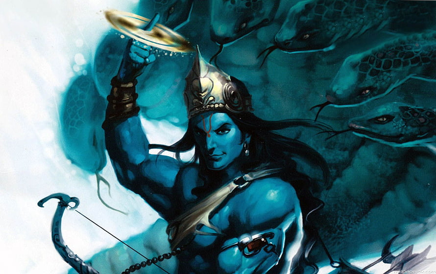 Lord Rama Animated Warrior With Bow And Serpents HD wallpaper