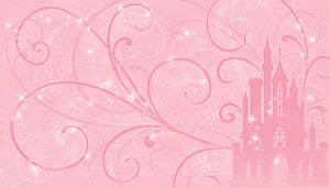Dreamy Pink Fairy Tale Castle with Elegant Swirls and Sparkling Starbursts HD wallpaper