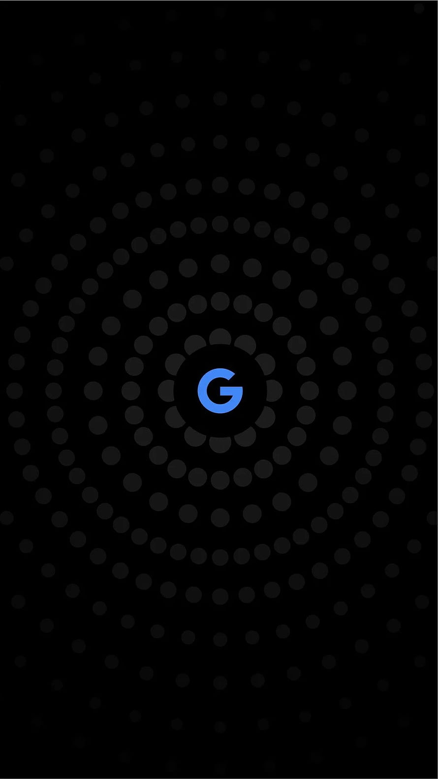 Minimalist Blue G Initial Monogram on Black Concentric Dot Background HD phone wallpaper