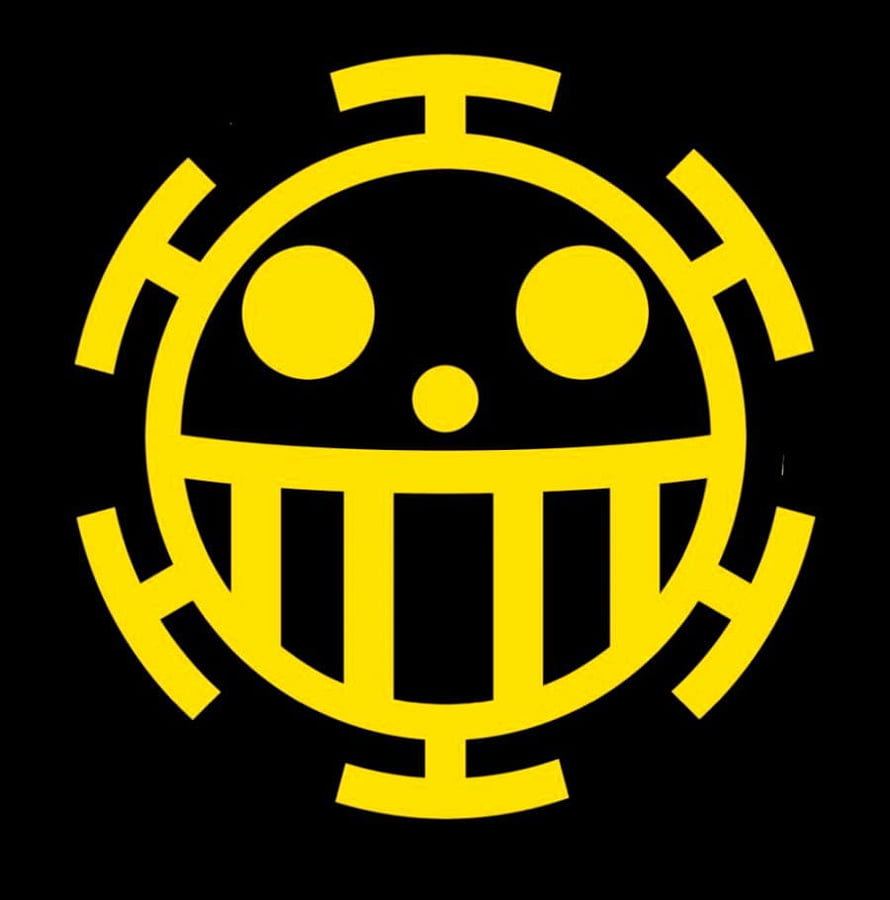 Trafalgar Law Jolly Roger Logo from One Piece in Yellow on Black Background HD phone wallpaper