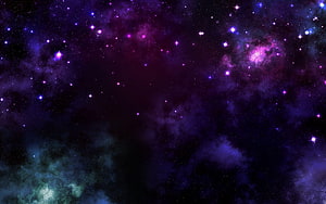 Vibrant Purple and Blue Cosmic Nebula with Scattered Stars and Deep Space Dust Clouds HD wallpaper
