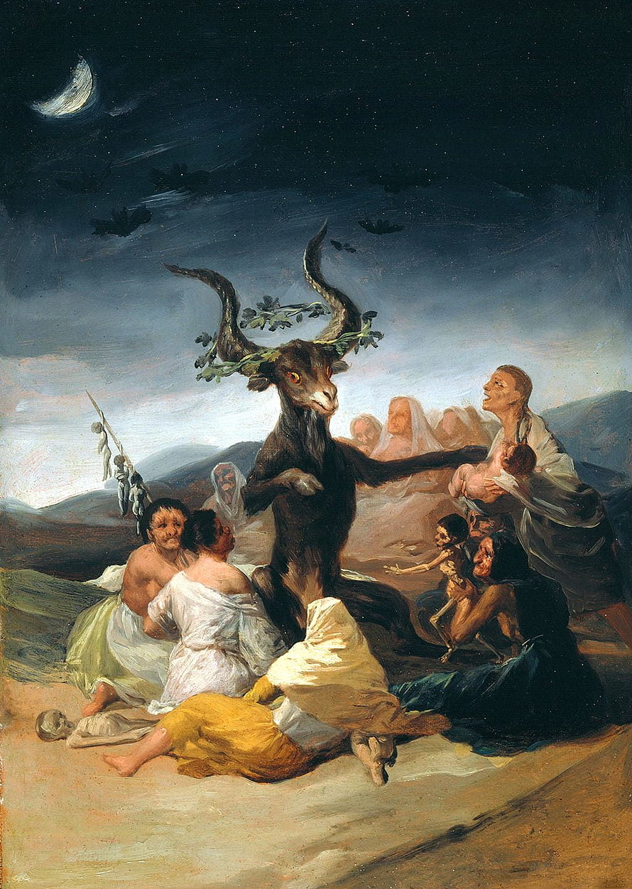 Witches' Sabbath by Francisco de Goya: Dark Romantic Oil Painting of a Nighttime Ritual HD phone wallpaper
