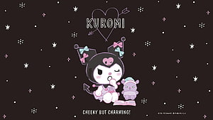 Kuromi and Baku Sanrio Characters Reading Book Under Starry Night Sky Wallpaper HD wallpaper