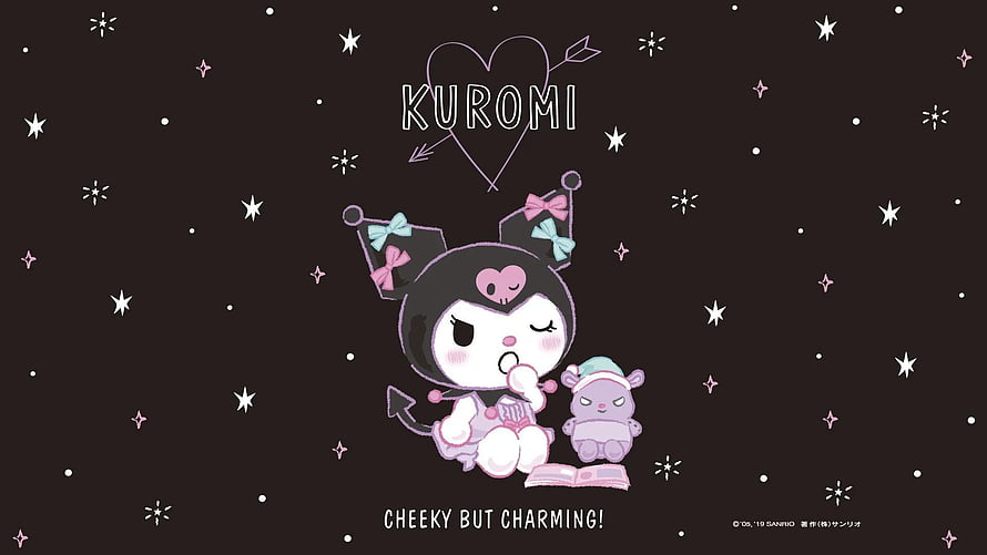 Kuromi and Baku Sanrio Characters Reading Book Under Starry Night Sky Wallpaper HD wallpaper