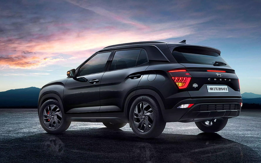 2022 Hyundai Creta Knight Edition Rear Three-Quarter View at Sunset HD wallpaper