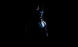 Mahadev Rudra Avatar in Dark Blue Light with Crescent Moon and Sacred Markings HD wallpaper